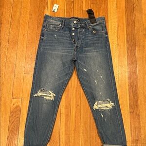 Express Women's High Rise Distressed Blue Jeans